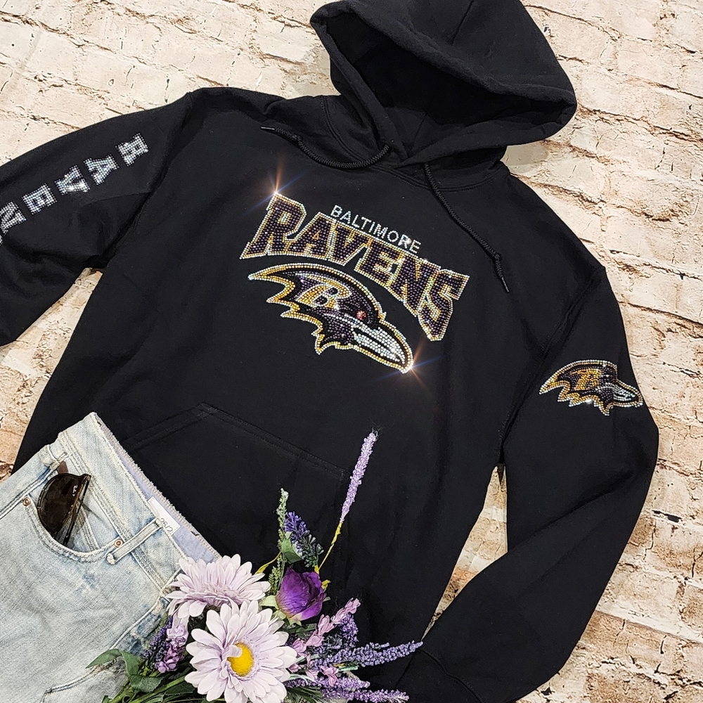 New Baltimore Ravens UNISEX Rhinestone Hoodie All Sizes - Picture 2 of 8